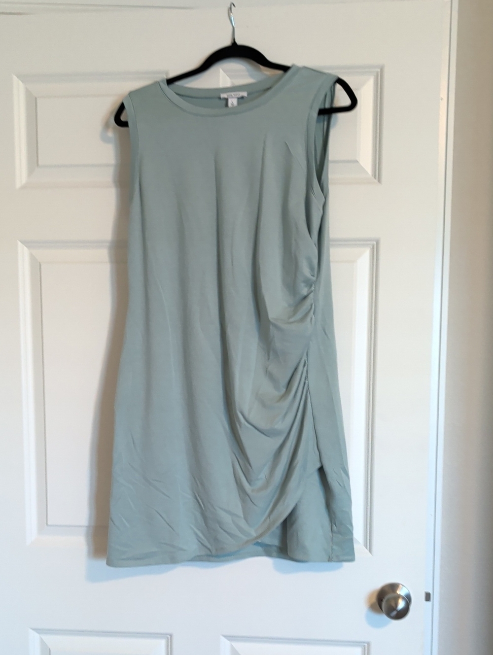 Nine West Sleeveless Sage Green Ruched Side Mini Dress